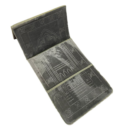 Grey Foldable Prayer Mat With Back Support