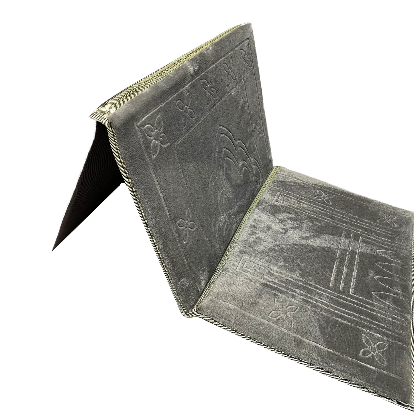 Grey Foldable Prayer Mat With Back Support