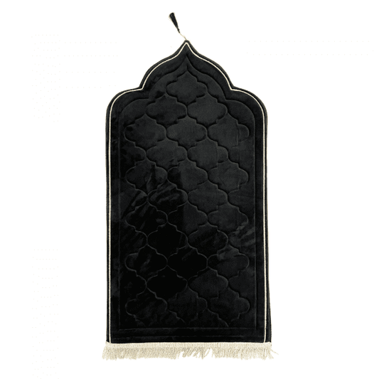 Black Prayer Mat - Luxury Padded - Diamond Style - 125cm x 70cm
