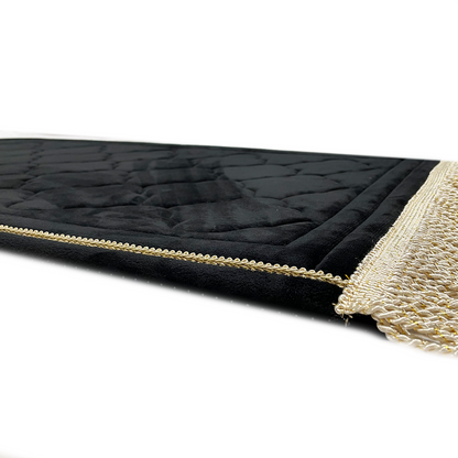 Black Luxury Prayer Mat - Moroccan Style - Padded - 125cm x 70cm