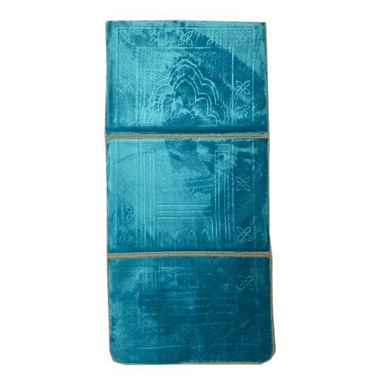 Light Blue Foldable Prayer Mat With Back Support