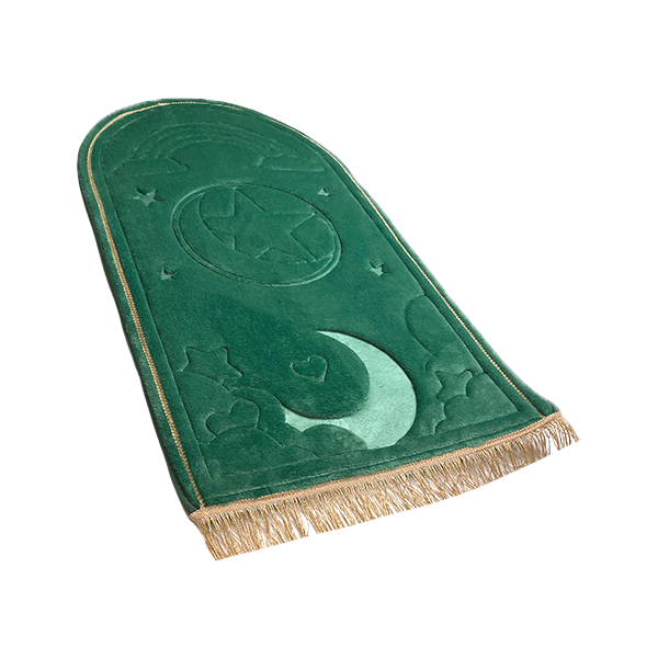 Kids Emerald Green Prayer Mat with Rainbow Design