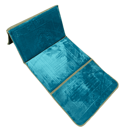 Light Blue Foldable Prayer Mat With Back Support