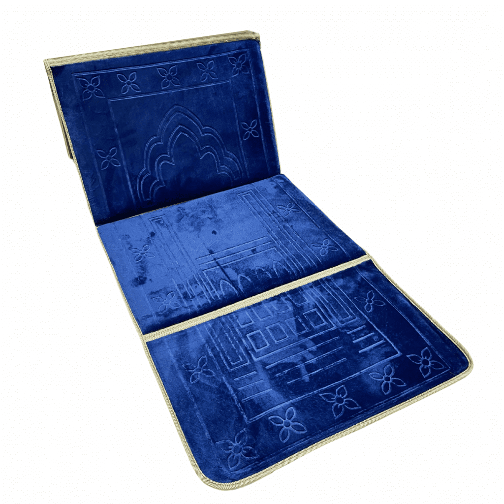 Navy Foldable Prayer Mat With Back Support