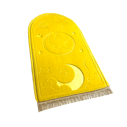 Kids Yellow Prayer Mat with Rainbow Design