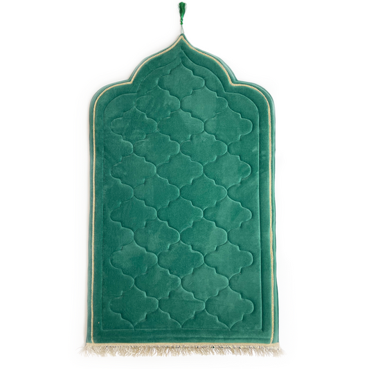 Adults Emerald Green Prayer Mat with Diamond Design (Medium)