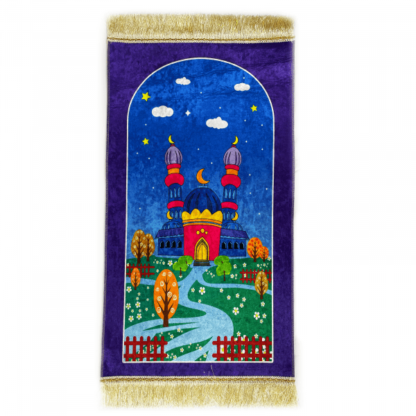 Kids Purple Velvet Mosque Prayer Mat