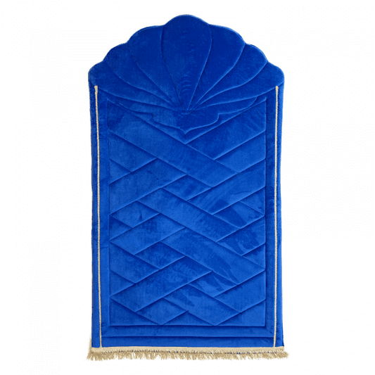 Adults Royal Blue Prayer Mat with Tulip Design (Medium)
