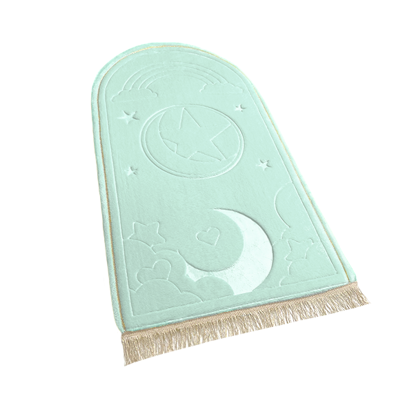 Kids Mint Green Prayer Mat with Rainbow Design