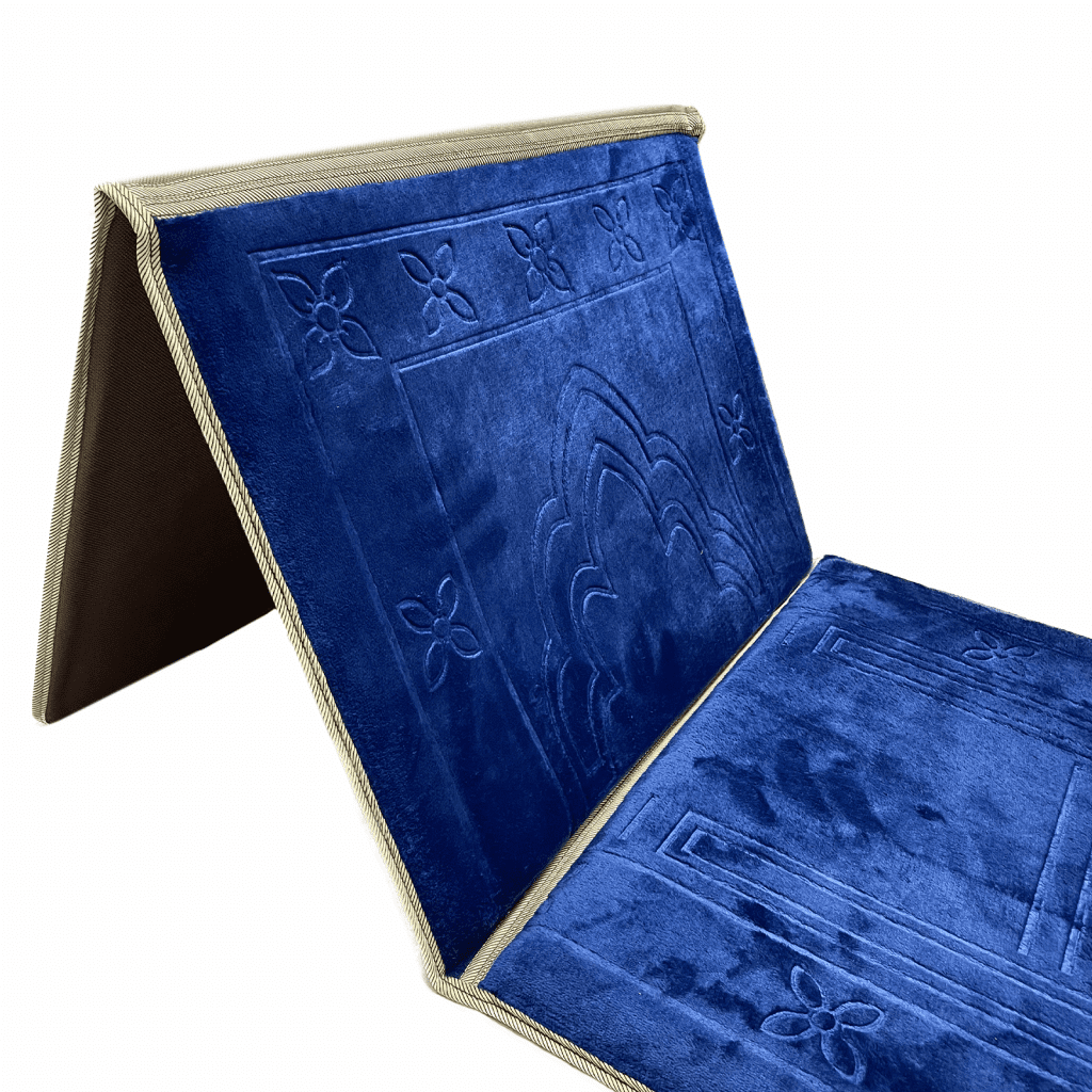 Navy Foldable Prayer Mat With Back Support