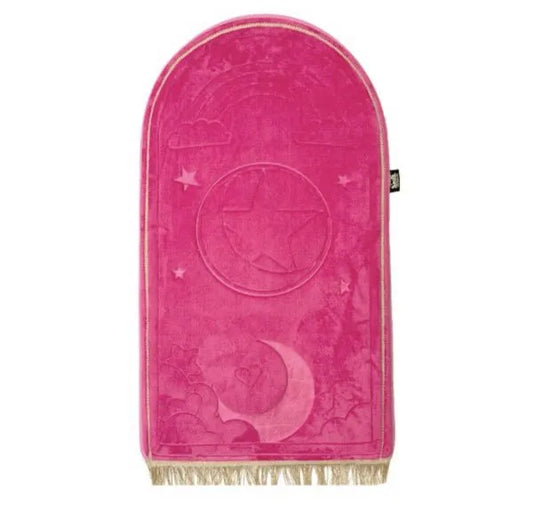 Kids Fuchsia Pink Prayer Mat with Rainbow Design