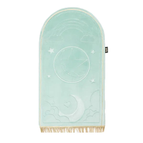 Kids Mint Green Prayer Mat with Rainbow Design