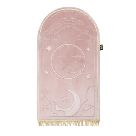 Kids Blush Pink Prayer Mat Rainbow Design