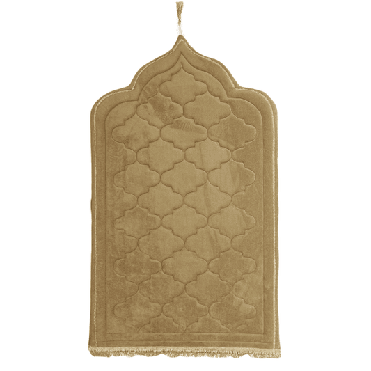 Adults Camel Cream Prayer Mat with Diamond Design (Large)